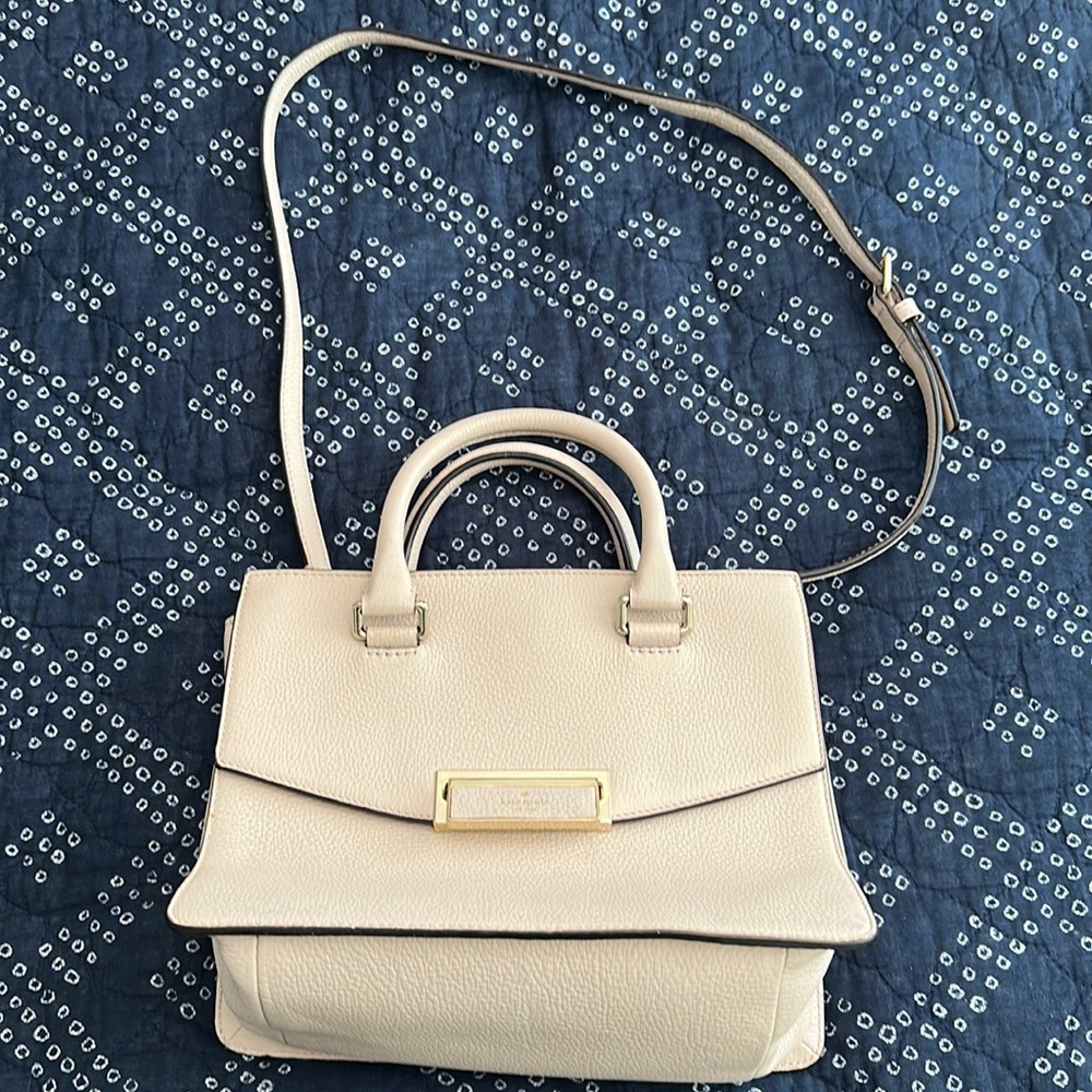 Kate Spade Ivory Leather Crossbody Satchel Purse